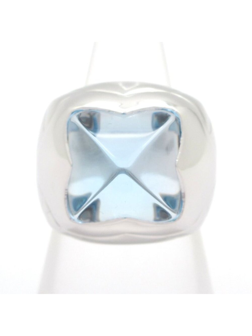 Bvlgari Ring Piramide 18k White Gold Blue Topaz